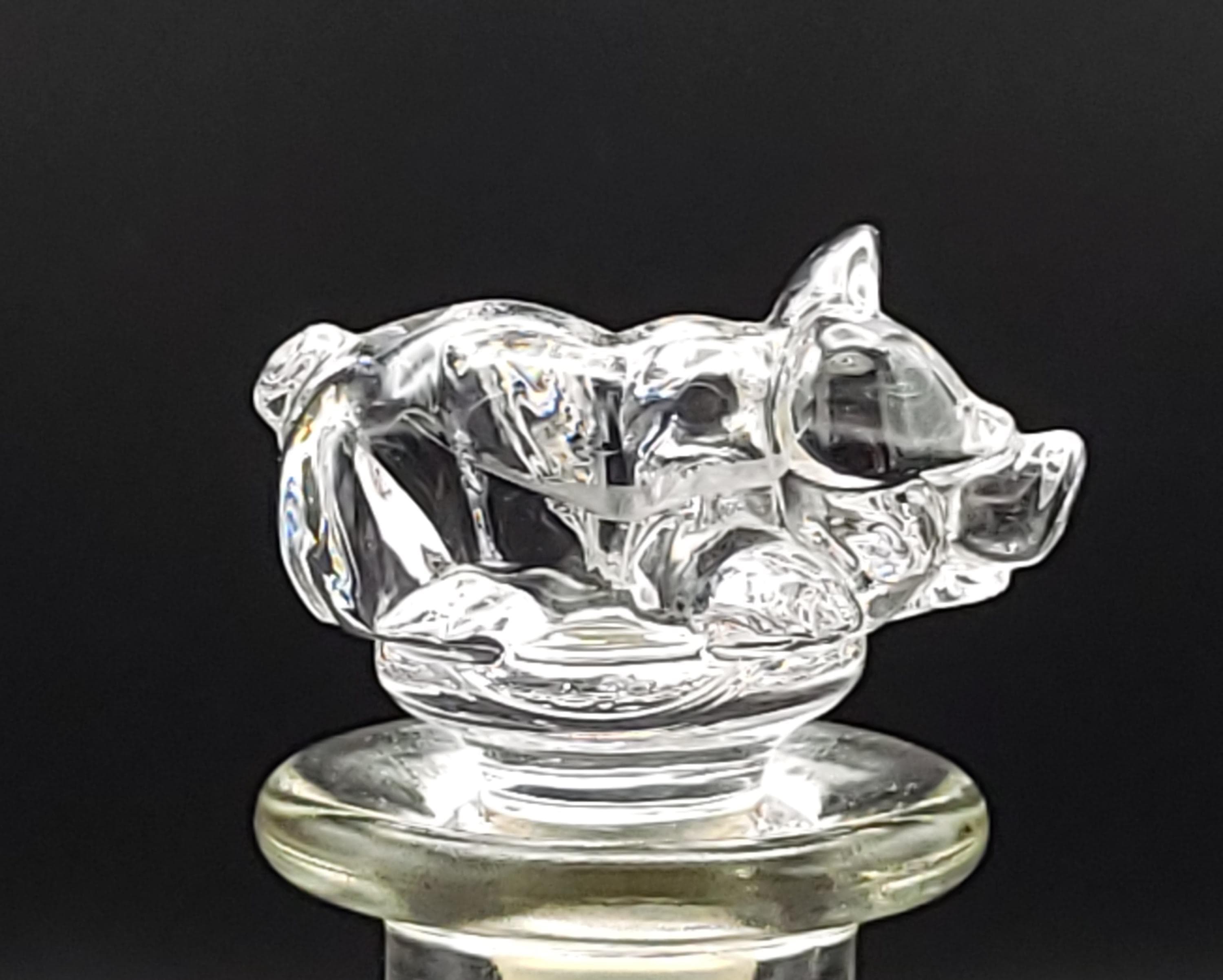 Vintage Mikasa Lead Crystal Pig Bottle Stopper | Farm Friend Sleeping Piggy Wine Topper - Thumbnail 8