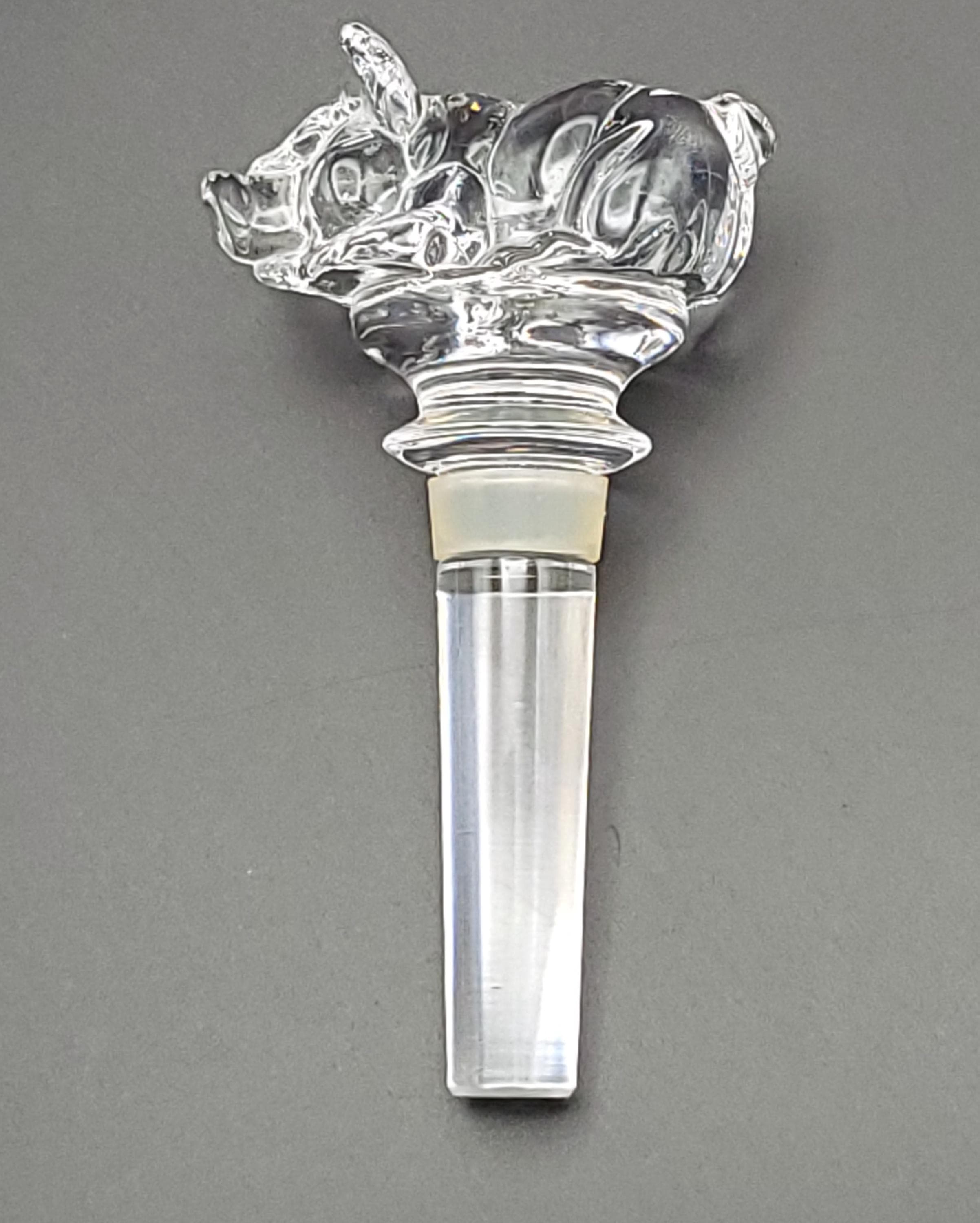 Vintage Mikasa Lead Crystal Pig Bottle Stopper | Farm Friend Sleeping Piggy Wine Topper - Thumbnail 3