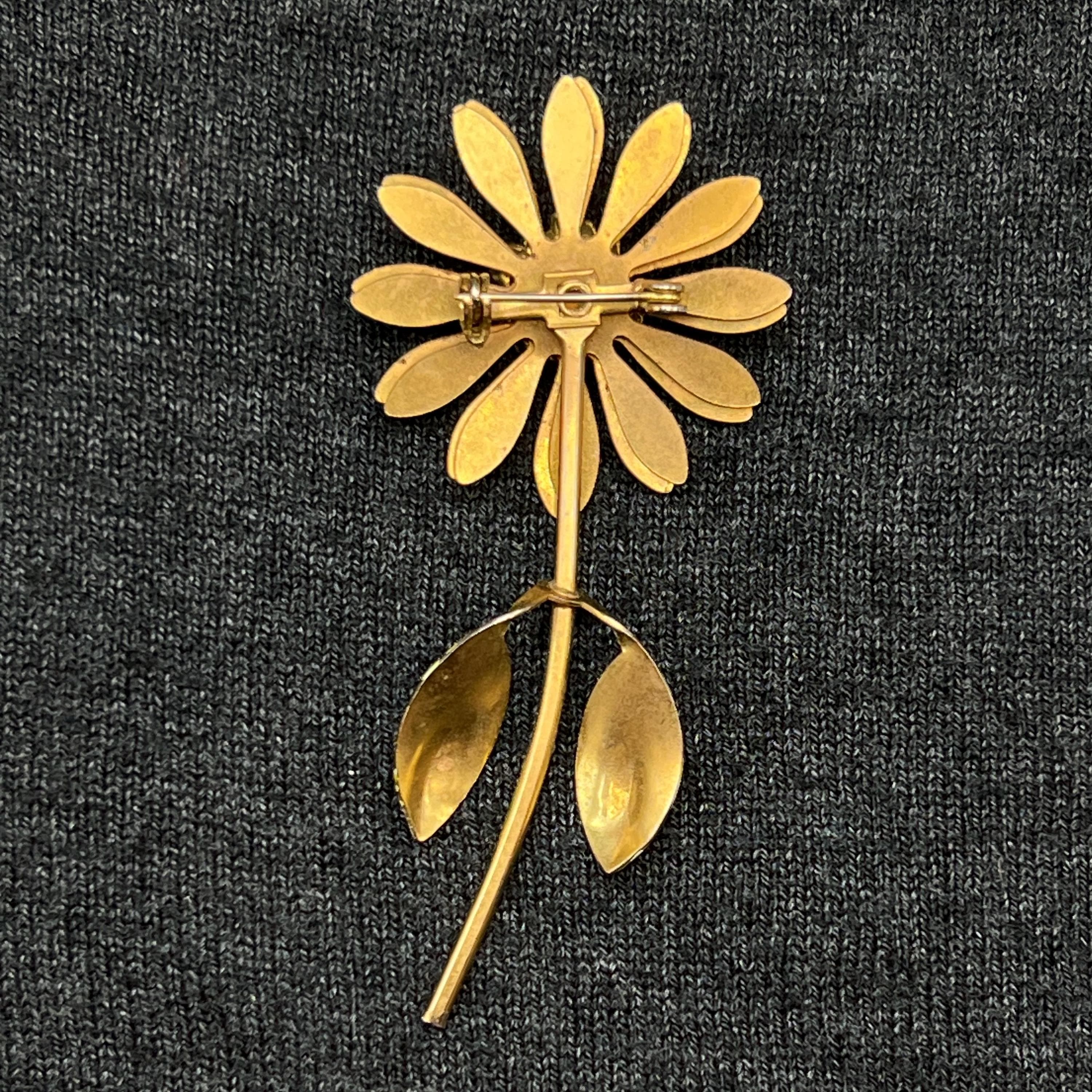 VTG 1960s Enamel Flower Brooch - Thumbnail 4