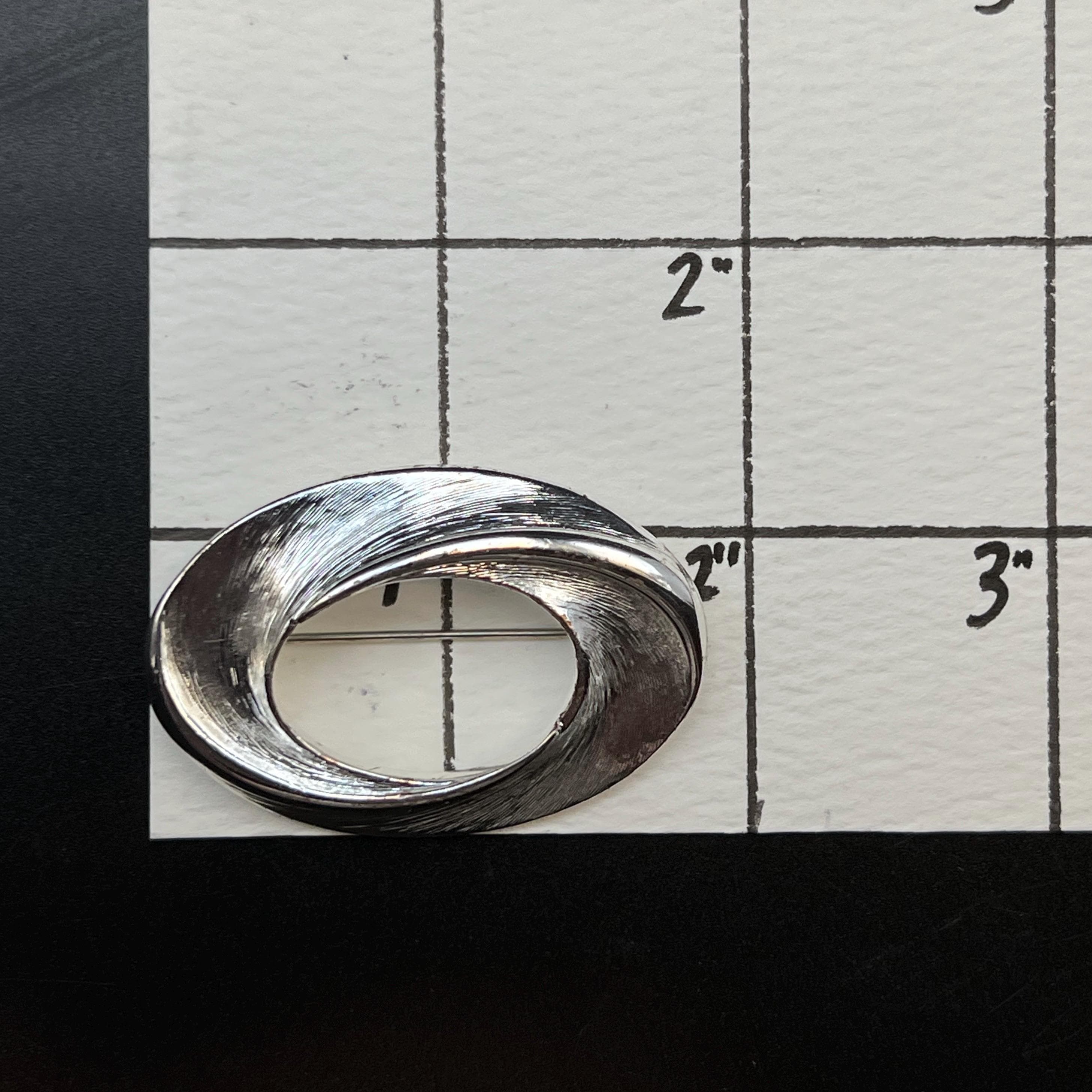 Napier Silver Oval Swirl Brooch, Minimalist Style, Signed - Thumbnail 5