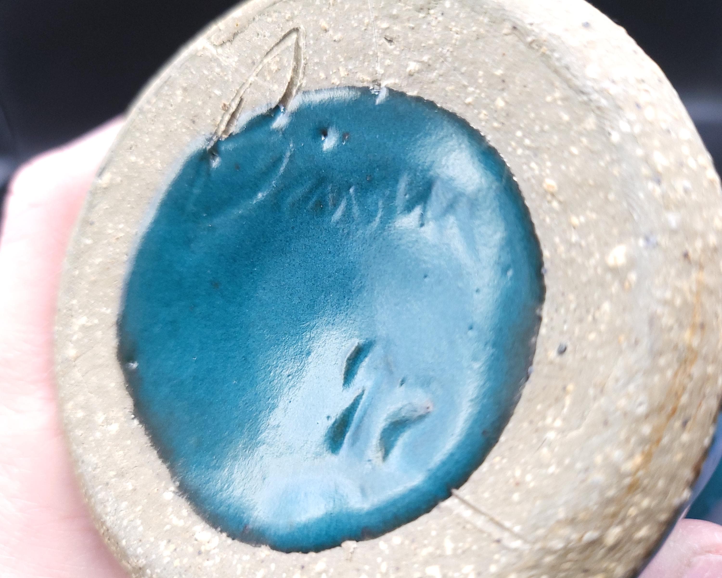 1992 Teal & Pink Vase, Signed, Teresa Bowen Pottery - Thumbnail 4