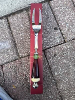 New Open Bx Lenox Holiday Gatherings Carving Fork Stainless Green Red Handle 11” - Image 1