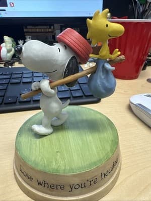 Hallmark Snoopy Woodstock Love Where You're Headed Peanuts Gallery Figurine 2013 - Image 1