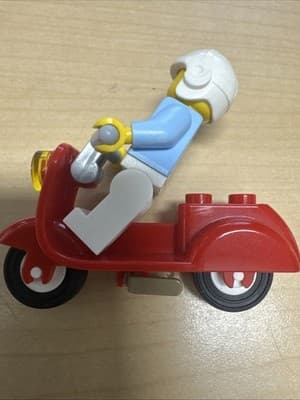 Vintage Lego Classic Town Motorcycle Rare Headlight Taillight Bike Red Original - Thumbnail 4