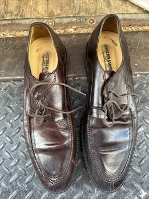 Johnston & Murphy Signature Series Oxford Shoes Brown Leather Italy Size 9.5m - Image 1