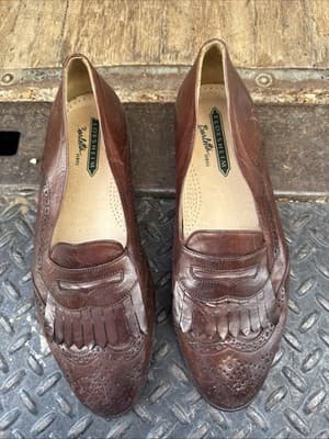 Florsheim Barletta Men’s 10.5 D Loafers Leather Kiltie Tassel Red Made In Italy - Thumbnail 2