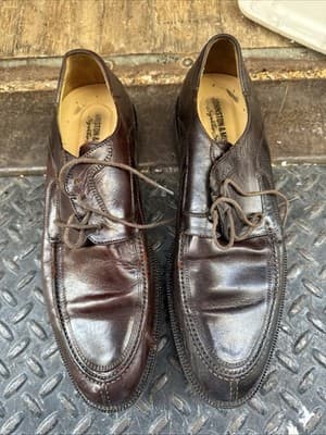 Johnston & Murphy Signature Series Oxford Shoes Brown Leather Italy Size 9.5m - Thumbnail 2