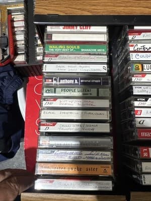 Cassette Tape Collection w/ Wooden Case Storage - Thumbnail 2