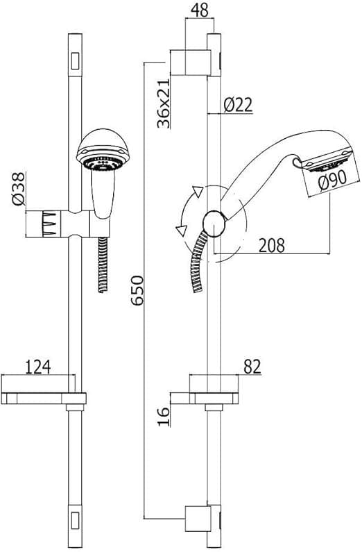 Paffoni Queen Shower Complete with Metal Shower Bar, Sliding - Thumbnail 4