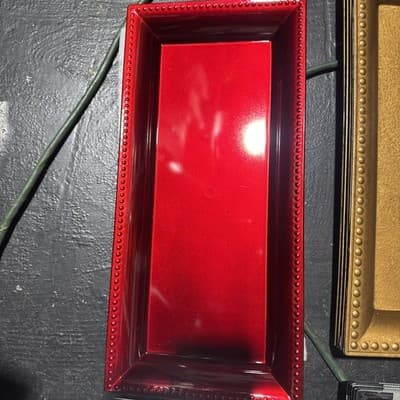 Red Plastic Holiday Charger Plate Beaded Edge Rectangle 6 1/2”X14”NEW-14 Plates - Thumbnail 2