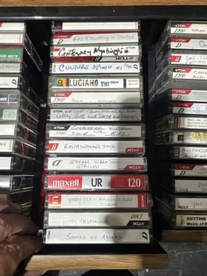 Cassette Tape Collection w/ Wooden Case Storage - Thumbnail 3