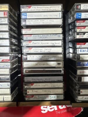 Cassette Tape Collection w/ Wooden Case Storage - Thumbnail 3