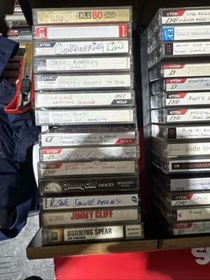 Cassette Tape Collection w/ Wooden Case Storage - Thumbnail 2