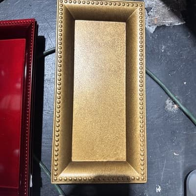 Red Plastic Holiday Charger Plate Beaded Edge Rectangle 6 1/2”X14”NEW-14 Plates - Thumbnail 3