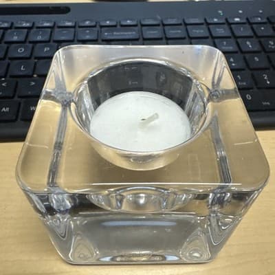 Orrefors Sweden Crystal Ice Cube Votive Candle Holder Designed by Göran Wärff - Thumbnail 2