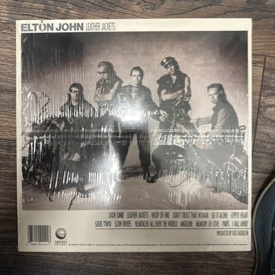 Elton John Leather Jackets Vinyl Record Album 1986 NM - Thumbnail 2