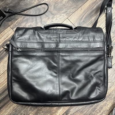 Vintage Visconti London Black Soft Leather Crossbody Flap Messenger Bag - Image 1