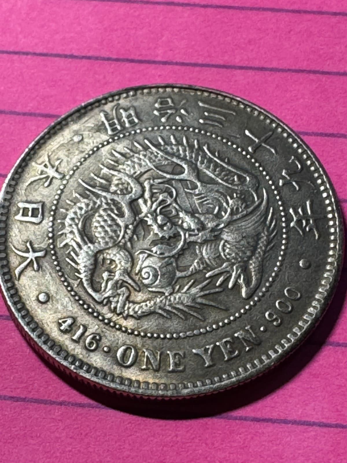 1904, Japan, Meiji (37). Beautiful Large Silver Dragon Yen Coin Coin. - Image 1