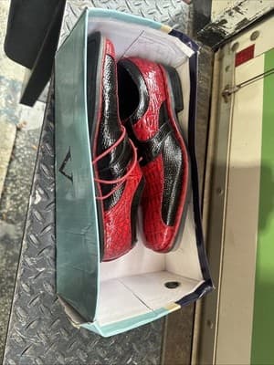 Hugo Vitelli Dress Shoes Mens 10 Faux Alligator Red/black - Thumbnail 4