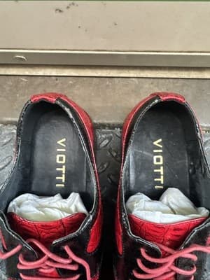 Hugo Vitelli Dress Shoes Mens 10 Faux Alligator Red/black - Thumbnail 2