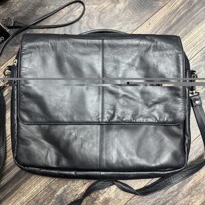Vintage Visconti London Black Soft Leather Crossbody Flap Messenger Bag - Thumbnail 2