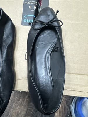 Zara ballet flats black leather Sz 37 - Thumbnail 3