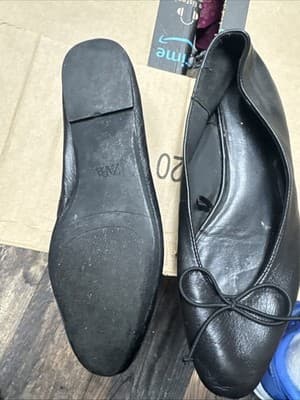Zara ballet flats black leather Sz 37 - Thumbnail 2