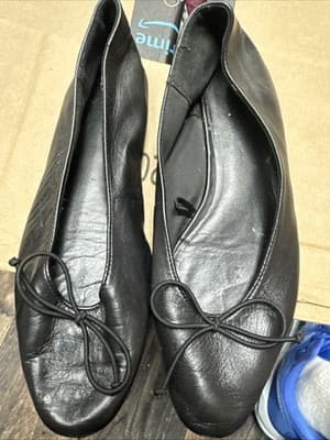 Zara ballet flats black leather Sz 37 - Image 1