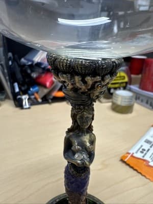 Rhinestone Jeweled Wine Glass Goblet Bronze Enamel Stem. X2 - Thumbnail 3