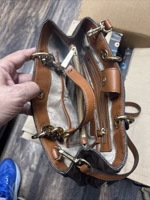Michael Kors Cynthia Logo Large Leather Satchel Crossbody Shoulder Bag - Thumbnail 4