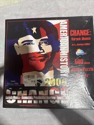 Barack Obama 2008 Change Barbara Miller 500 Piece Jigsaw Puzzle 18" x 24" New - Image 1