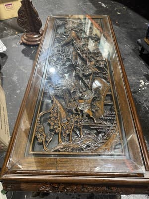 Custom hand carved coffee table Oriental - Thumbnail 2