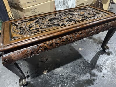 Custom hand carved coffee table Oriental - Image 1