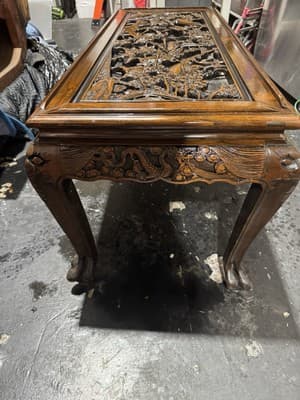 Custom hand carved coffee table Oriental - Thumbnail 4