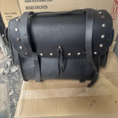 Motorcycle Touring Saddle Bags Studded Back Rest Luggage Universal - Image 1