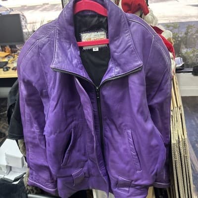 MARTANI Women’s Size m 100% Leather Purple Vintage Biker Jacket - Image 1