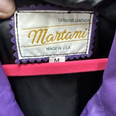 MARTANI Women’s Size m 100% Leather Purple Vintage Biker Jacket - Thumbnail 2