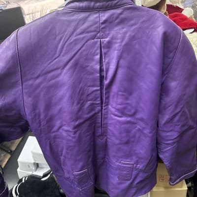 MARTANI Women’s Size m 100% Leather Purple Vintage Biker Jacket - Thumbnail 4