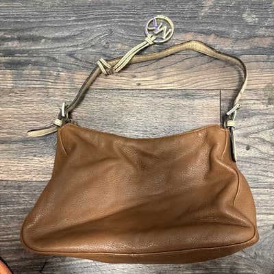 MICHAEL KORS Brown Leather Handbag Crossbody Purse with Gold Colored Hardware - Thumbnail 2