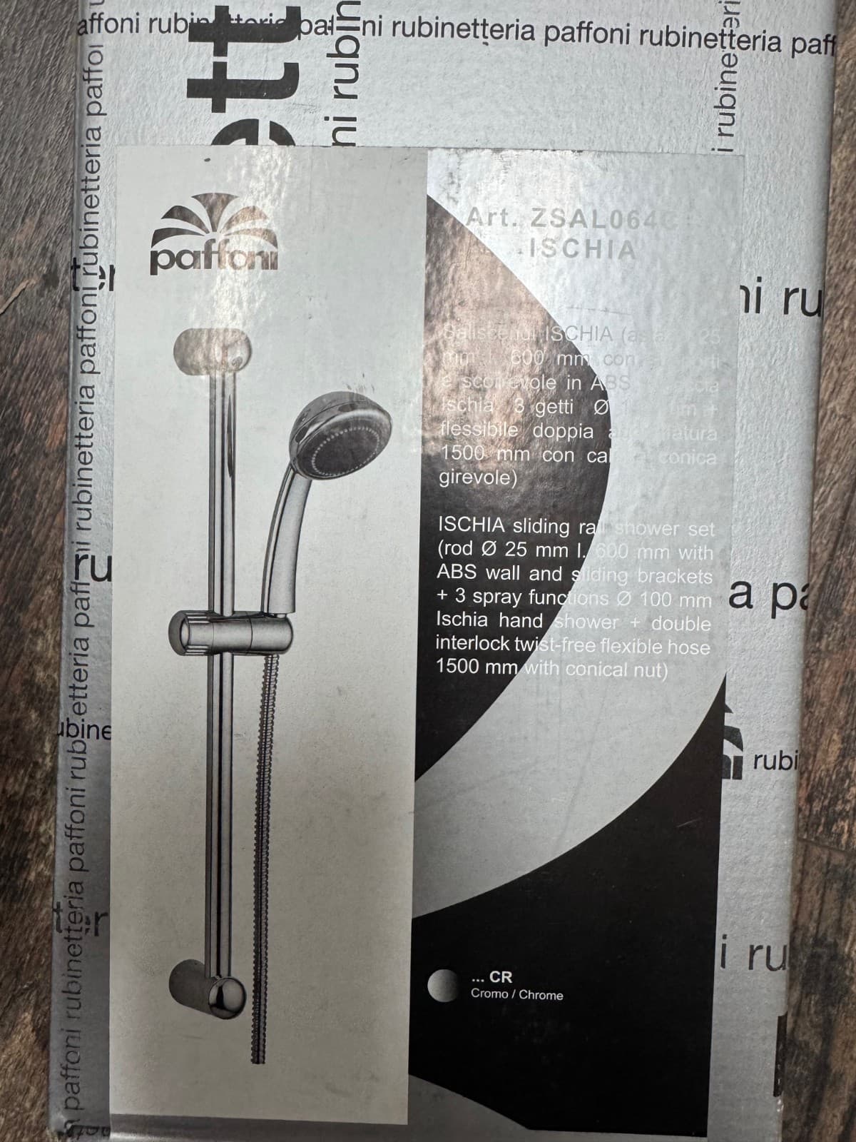 Paffoni Rubinetti Thermostatic with Shower Head Hose Rail Mixer New Italy - Thumbnail 7