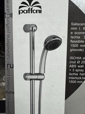 Paffoni Ischia chrome sliding rail shower set with hand shower. - Image 1