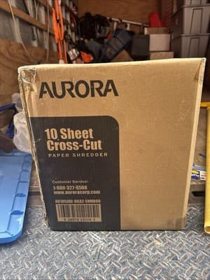 Aurora 8-Sheet Strip-Cut Paper Shredder ,3.2 Gal Basket NEW In Box - Image 1