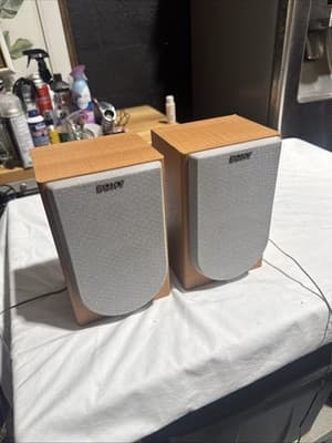 Sony SS-CNE3 Bookshelf Speakers Tested Sounds Great Wood Grain Silver Covers - Image 1