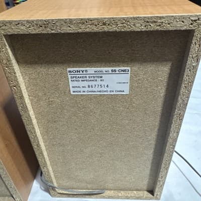Sony SS-CNE3 Bookshelf Speakers Tested Sounds Great Wood Grain Silver Covers - Thumbnail 3