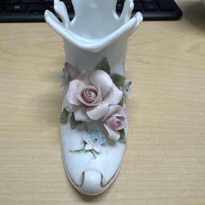 Vintage Lefton China Handpainted Slipper w/Pink Roses #1204 Figurine - Thumbnail 2