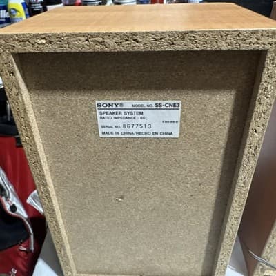 Sony SS-CNE3 Bookshelf Speakers Tested Sounds Great Wood Grain Silver Covers - Thumbnail 2