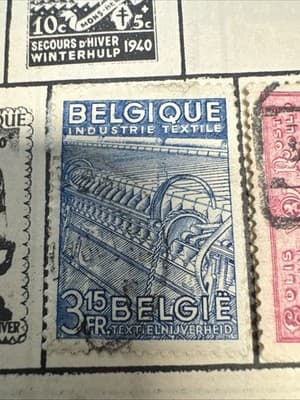 Vintage Belgium 3.15 Fr Stamp - Image 1