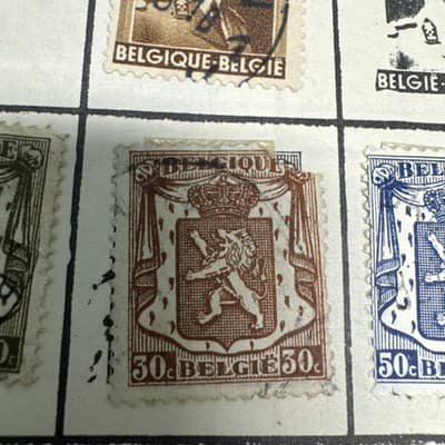 Belgium Postage ~ Daily /Coat Of Arms ~ 50¢ Blue Stamp ~ Posted ~ 1930 ~ B158 -6 - Thumbnail 2