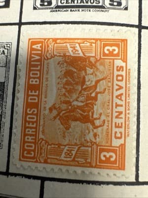 1941 BOLIVIAN STAMPS BOLIVIA BATTLE DE INCAVI 3 CENTAVOS - Image 1