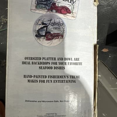Lobster Certified International Fisherman Catch Kate McRostie Platter&Bowl New - Thumbnail 5